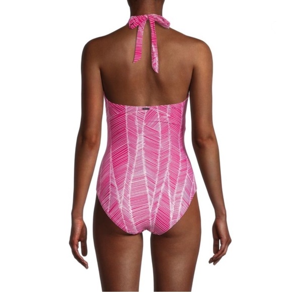 DKNY PRINTED HALTER ONE PIECE SWIMSUIT - Picture 2 of 9
